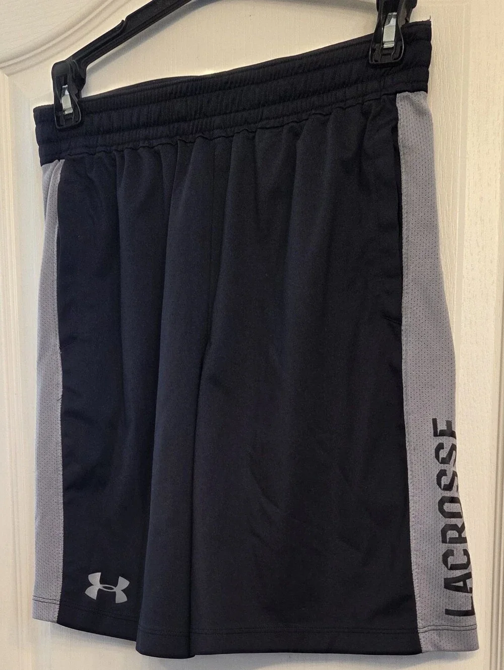 Under Armour Black Gray Athletic Lacrosse Shorts KIDS SIZE L
